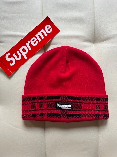 Boîte à chapeau rouge bonnet tricoté suprême logo