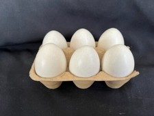 6PC SET WOODEN WHITE PAINTED EGGS PAY FOOD KIDS TOY DECOR