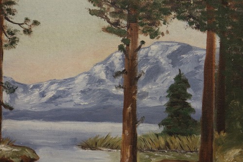 Beautiful Mountain Lake Landscape by J. Williams Oil Painting 16x12 - Picture 6 of 9