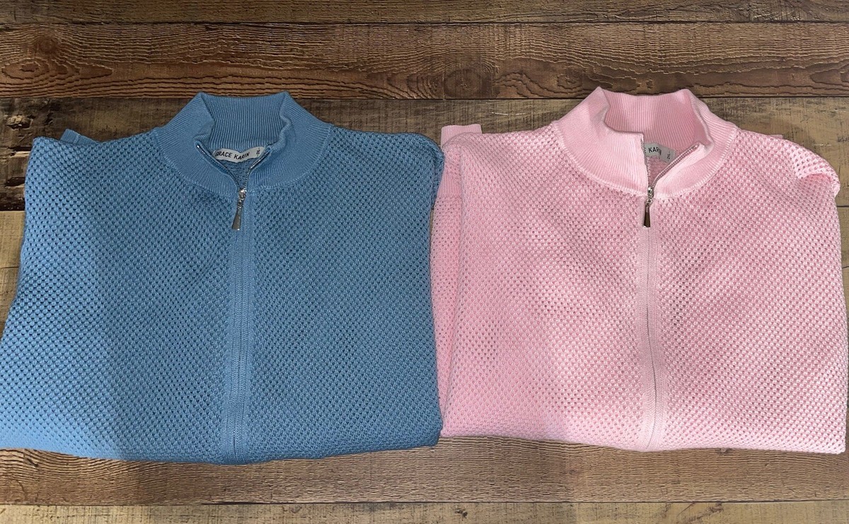 Grace Karin Sweater Zipper Blue Pink Jacket Lot 2XL/XXL | eBay