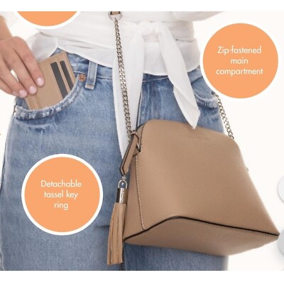 Tony Bianco Cross Body Bag +Card Wallet Tassel Key Ring Silver