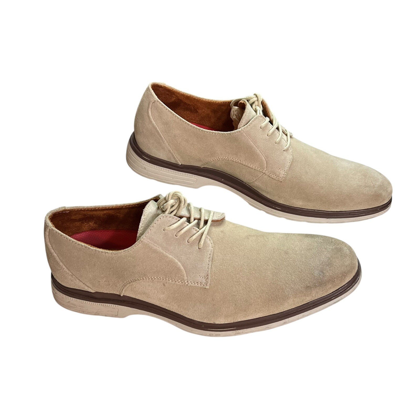 SAOLA Scarpe Stacy Adams Tayson punta liscia stringate uomo 9 5M scamosciate beige derby Oxford