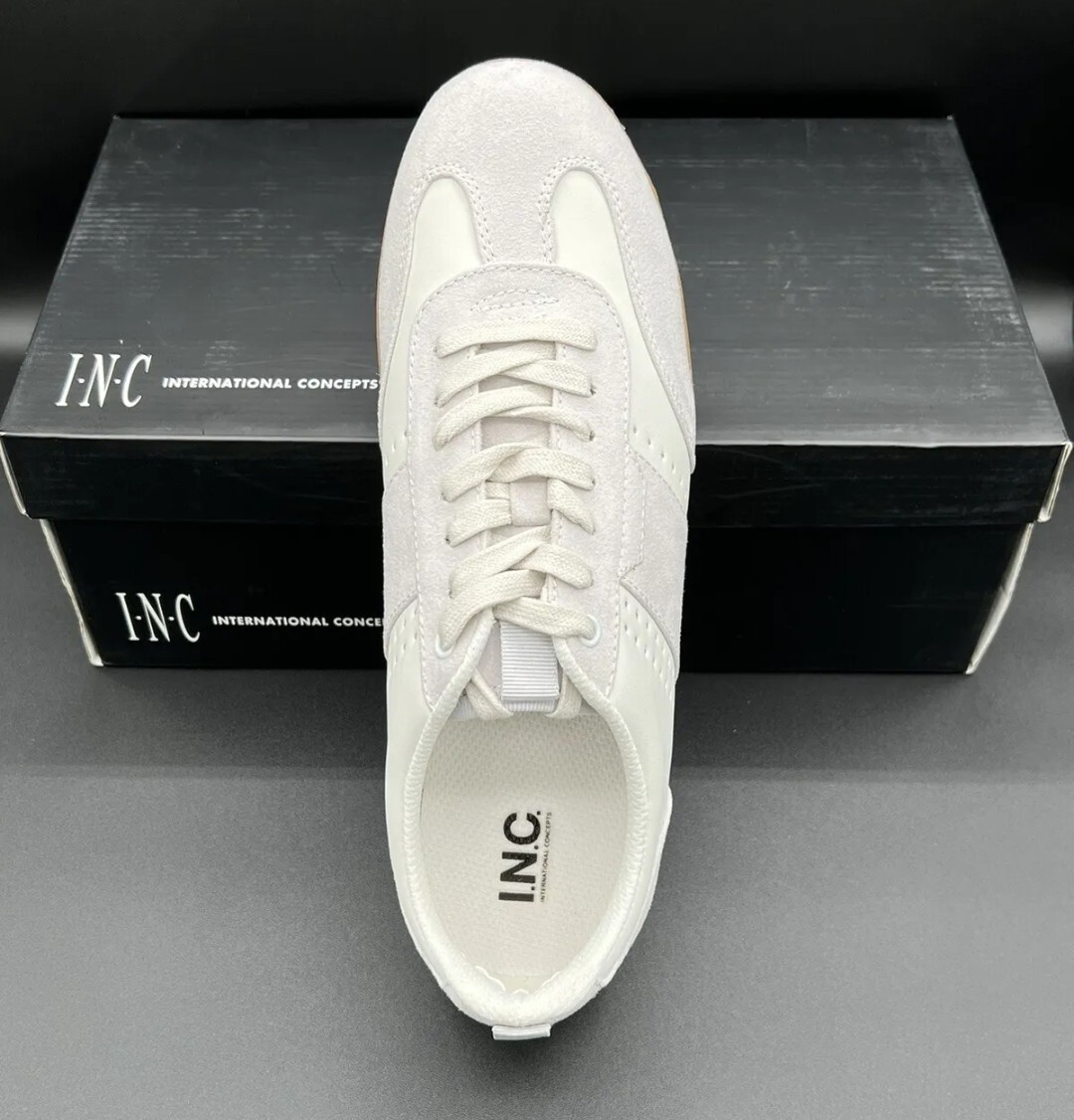 INC Mens White Mixed Media Perforated Elias Round Toe Lace-Up Sneakers 11 M INC Mens White Mixed Media Perforated Elias Round Toe Lace  main image 2