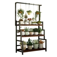 3-Layer Flower Display Stand Plant Shelf Antirust Storage Rack Garden Home Decor