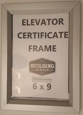 Elevator certificate frame 6'' X 9'' ( Heavy Duty - Aluminum)-REF24-1027