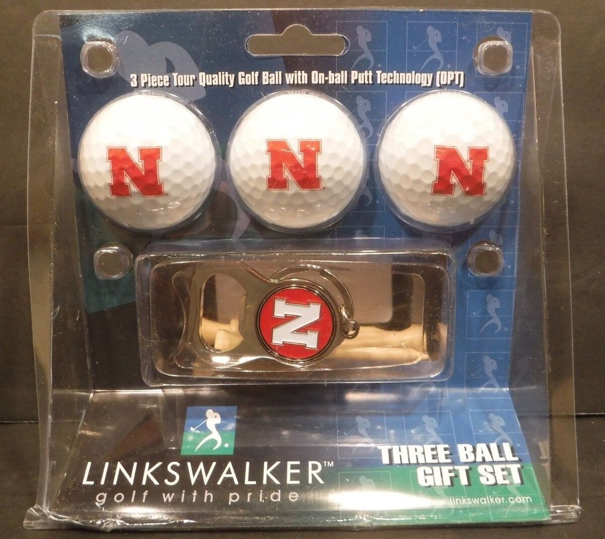 Nebraska,Maine,SD,Utah St. Links Walker 3 Golf Ball Gift Set W/Key Chain Bottle
