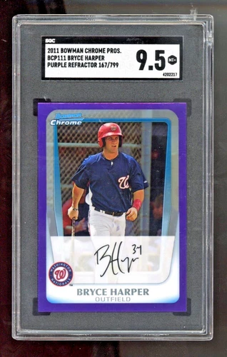 2011 Bowman Chrome Purple Refractor /799 Bryce Harper RC #BCP111 Rookie SGC 9.5