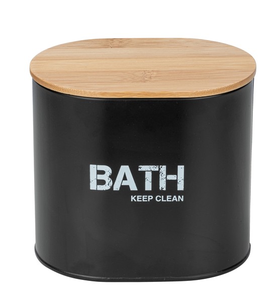 Wenko Aufbewahrungsbox Badbox Gara Schwarz Industrie-Design Deckel Aus Bambus-image