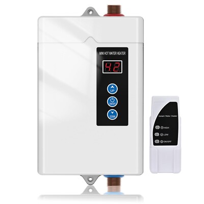 Tankless Water Heater Electric Under Sink Instant Hot 3000W 110V Remote, LCD