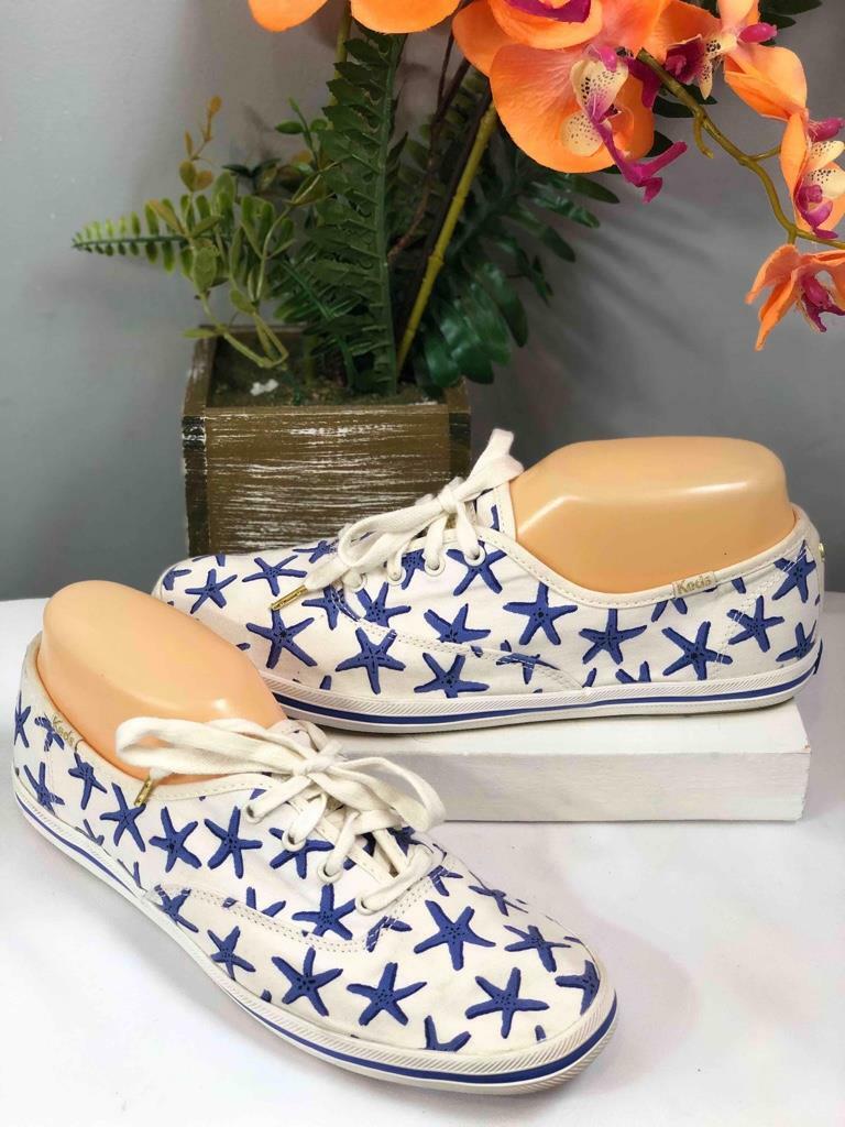 KEDS X KATE SPADE NY Blue Stars Prints White Canvas Sneakers US EU