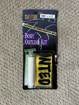 Vintage 2003 Americas Pumpkin Masters Chalk Body Outline Kit Decoration Glow