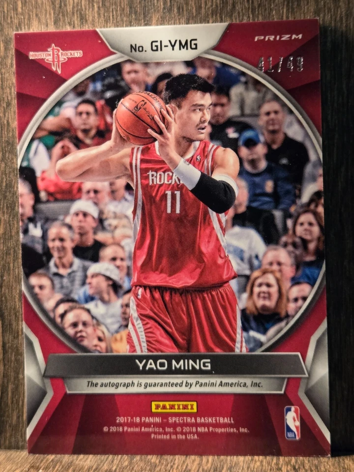 2017-18 Panini Spectra Yao Ming Auto /49 Global Icons Prizm Autograph Rockets SP - Image 2 of 3