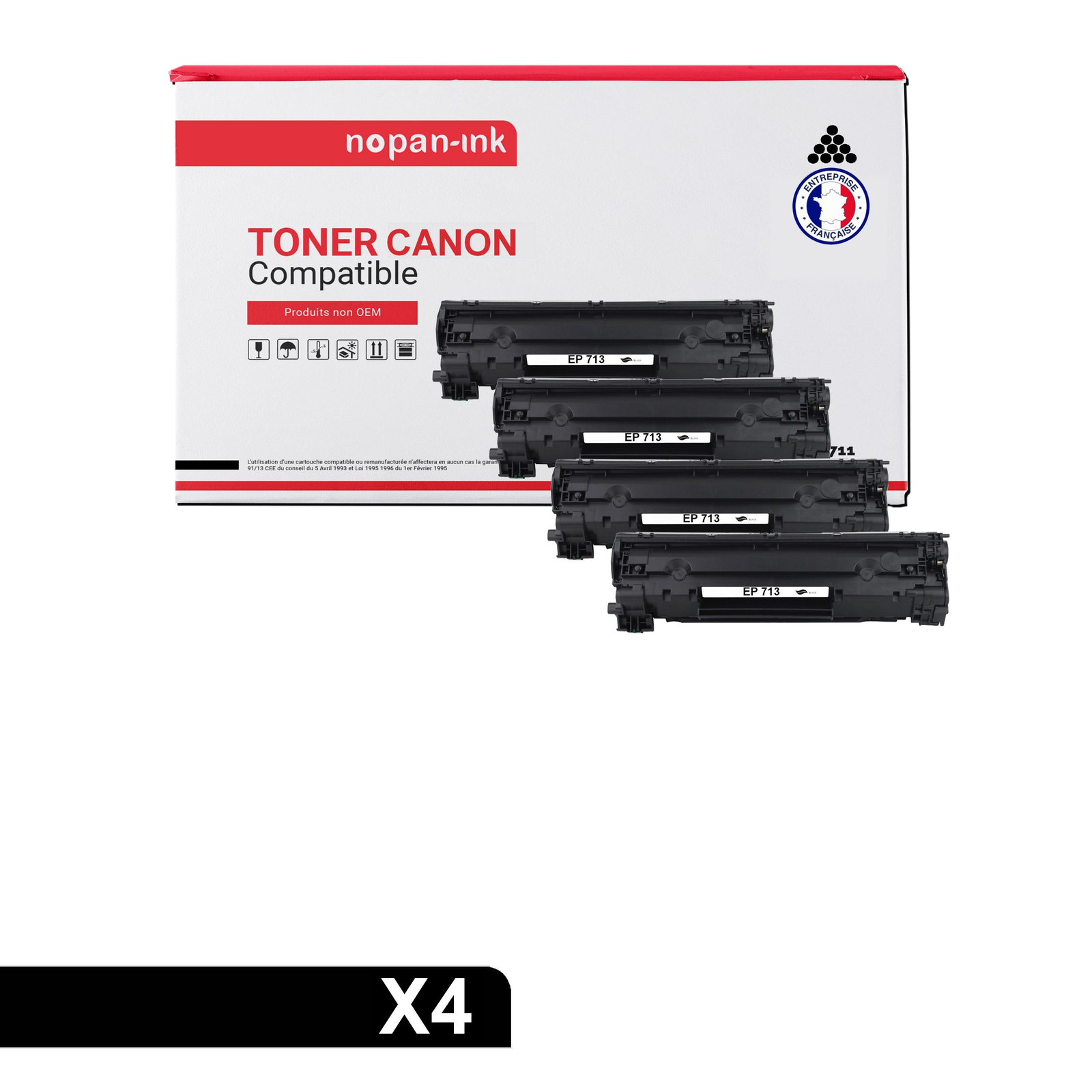 Toner EP713 CB436 noir pour imprimante Canon pack de 4 consommables laser de rechange