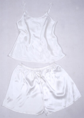 Luxurious 100% Mulberry Silk Women s Camisole & Shorts Pajama Set Solid Color