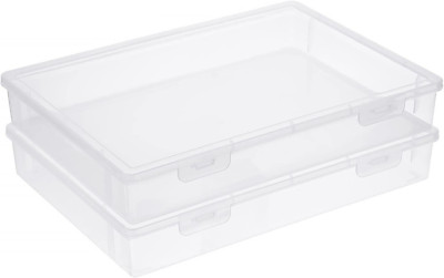 BTSKY Clear Plastic Storage Box with Flap Lid, Multipurpose Large-2 Pack 
