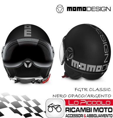 MOMO DESIGN CASCO MOTO DEMIJET JET FIGHTER CLASSIC NERO OPACO ARGENTO MIS L  | eBay