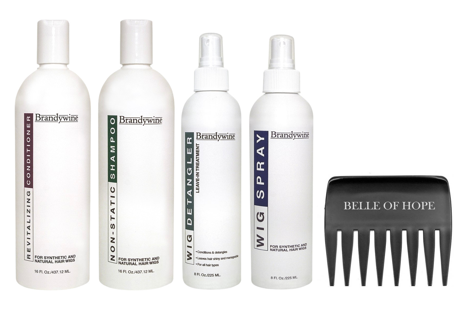 Brandywine Kit-16oz Shampoo, Conditioner, 8oz Detangler, 8oz Holding Spray, Comb