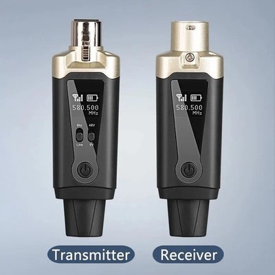 Wireless Microphone System XLR Mic Adapter Converter UHF Automatic Transmitter