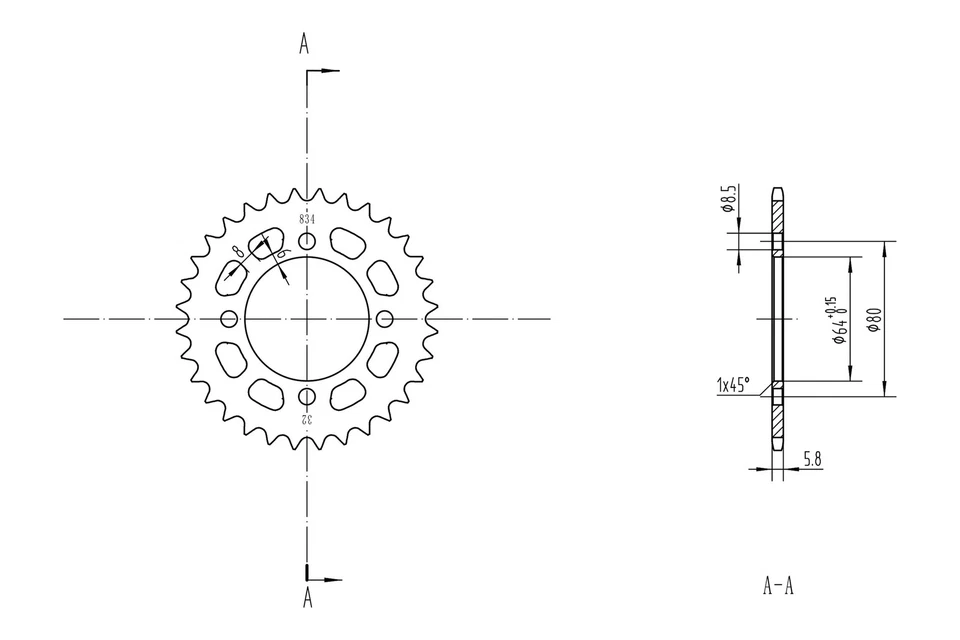 For Yamaha TTR110E 2008-2016 BikeMaster 965023 420 Series Rear Sprocket Foto 2 de 2