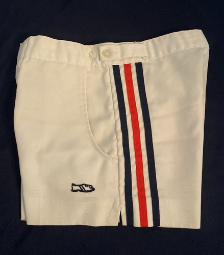 Vintage White Tennis Shorts Athletic Stripe Girls Size Medium Sporty Retro 1970s