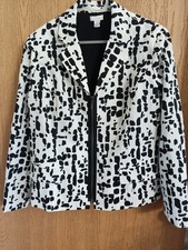 Chico's Sz Large Chicos 2 10/12 Black White Blazer Zip Up Jacket