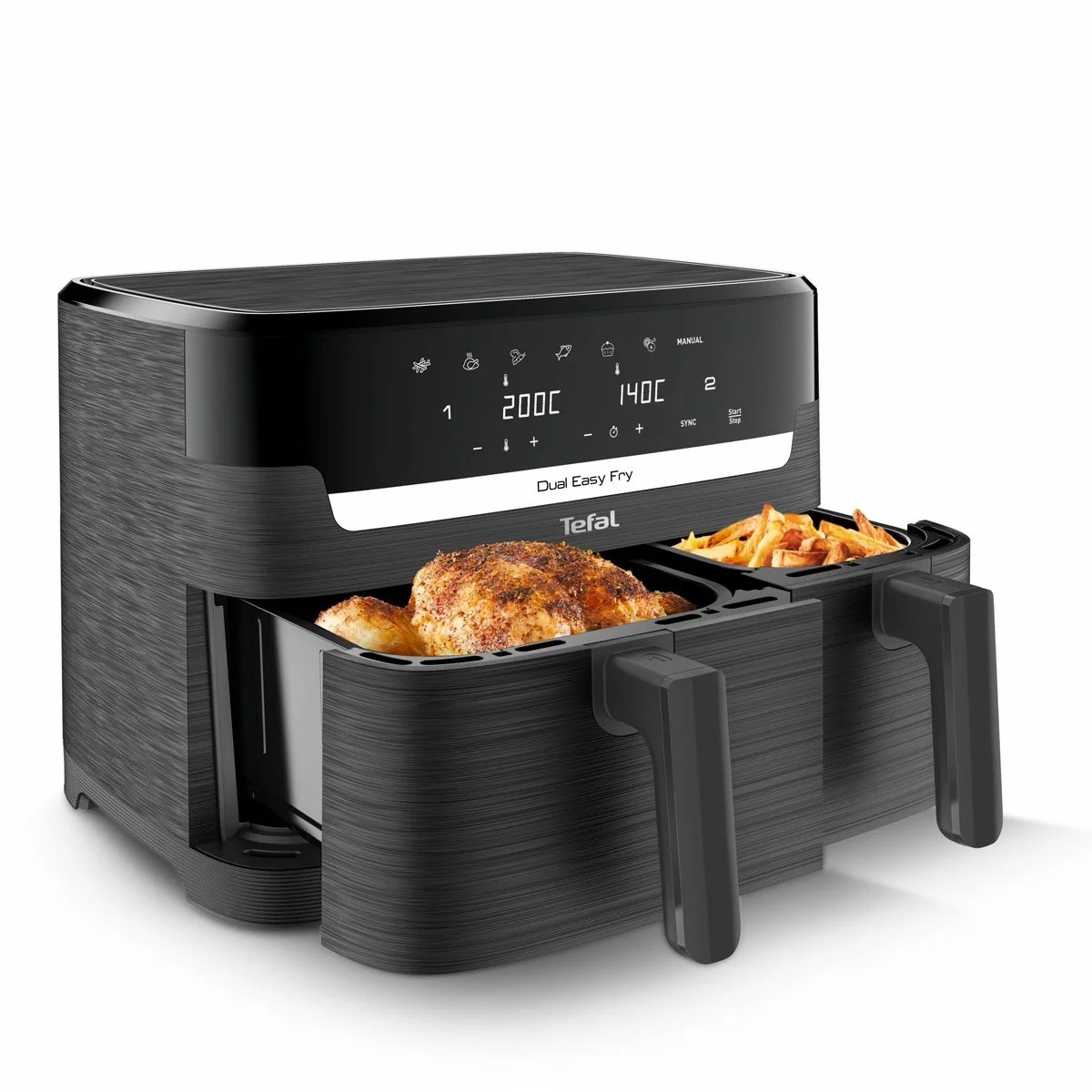 Tefal Easy Fry Essential Dual Air Fryer 8,3L EY901HG in Schwarz Ansicht 2