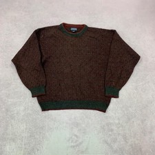 Vintage Knitted Jumper abstract patterned grandad knit sweater Men's XL