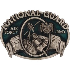 National Guard Air Force Army Military Armed Forces 1980s Vintage Belt Buckle