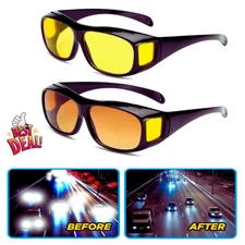 Night Driving Glasses HD Anti Glare Vision Polarized Yellow Lens Tinted Unisexs