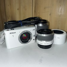 Nikon 1 J1 10MP Camera White w/ 2 Lens 10-30  30-110mm  USB Cord Bundle