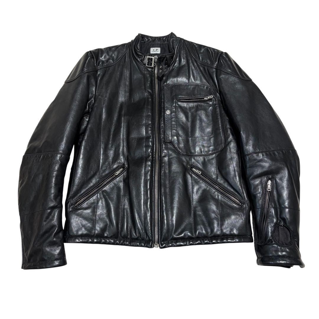 CP Company Leather Jacket Black D Pocket Vintage Size 50 Used