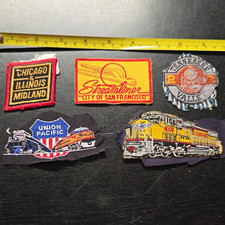 Lot of 5 Vintage Railroad Embroidered Patchs Union Pacific Chicago & IL Midland