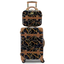 Chariot Gatsby Vintage Style 2-Piece Hardside Carry-On Retro Train Case Spinn...