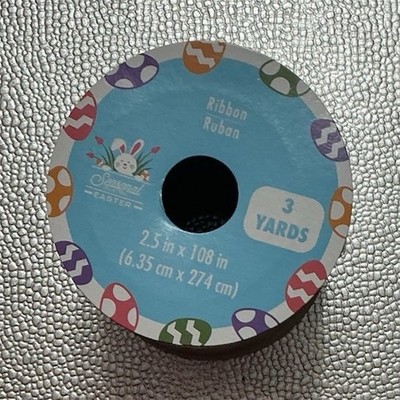 Celebrate It Printed Ribbon Spool 2.5 in Multicolor Easter Egg