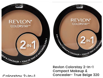 2 PACK NEW Revlon Colorstay 2-in-1 Compact Makeup and Concealer- 320 TRUE BEIGE