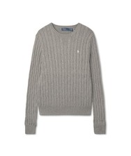 Genuine Polo Ralph Lauren W Cable Knit Cotton Crewneck Sweater - Grey