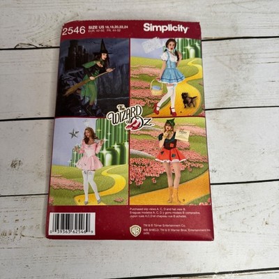 Simplicity 2546 Halloween Costume Wizard of Oz Dorothy Witches Sz 8-24