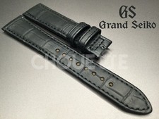OEM Grand Seiko SBGW031, SBGW231 19mm Matte Black Crocodile Leather Strap JAPAN
