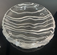 Retro Dartington Crystal Glass Frosted Iceberg Stripe Large Bowl Vintage