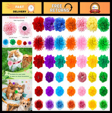42 Pcs Dog Collar Flowers  Bows - Multi-Color Floral Charms for Pets, Cute Acce