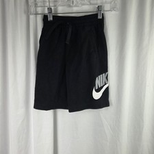 Nike Boys Sportswear Club Fleece Shorts Black White Gray Logo Size 6 -7 Yrs