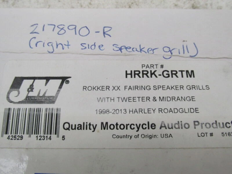 Parrilla/Tweeter J&M Harley Carenado Negro Lado Derecho 217890-R HRRK-GRTM Foto 3 de 4