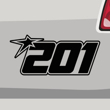 Aufkleber Startnummer 201 mit Stern Sticker Kleber Auto Motorrad Fahrrad Decal