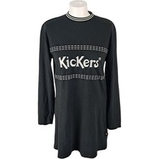 Kickers Dress Extra Small Women's Black Cotton Vintage 90s T Shirt Dress Retro