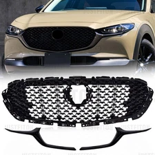 For 2020 2021 2022 2023 Mazda CX-30 Gloss Black Front Grille With Molding Trim