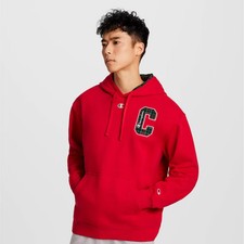Champion Men's Plaid Hooded Sweatshirt - Red XL
