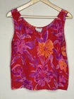 Women's Vintage Red Floral Tropical Floral Silk Tank Top Size Small