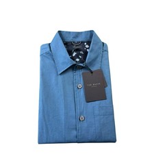 Ted Baker London Blue Cotton S/S Men  s Button Front Size 1 NWT