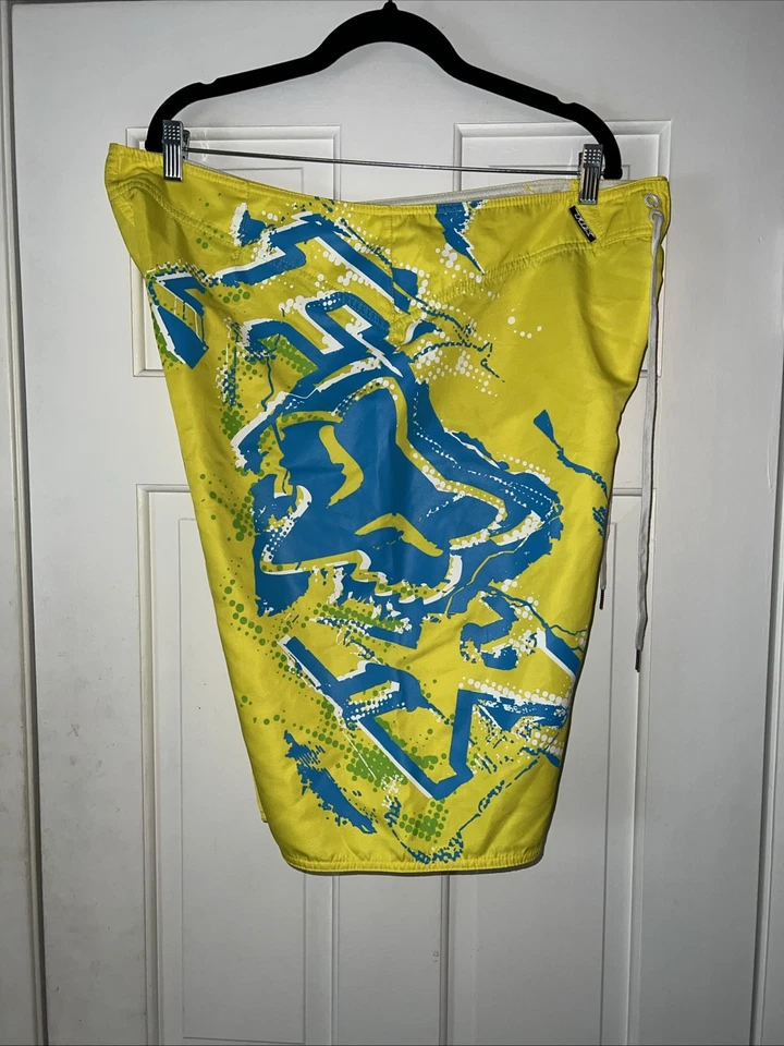 Pantalones Cortos Fox Racing Para Hombre 38 Amarillo Bañador Playa Cordón Informal Surf Foto 3 de 4