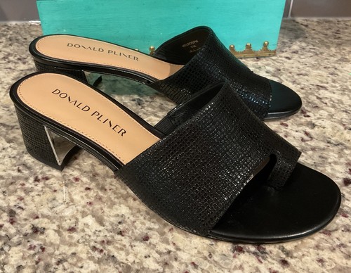 DONALD PLINER Womens Sz 8.5 M MELROS Black Snake Print Stock Heel Sandal MSRP$99 - Picture 6 of 7